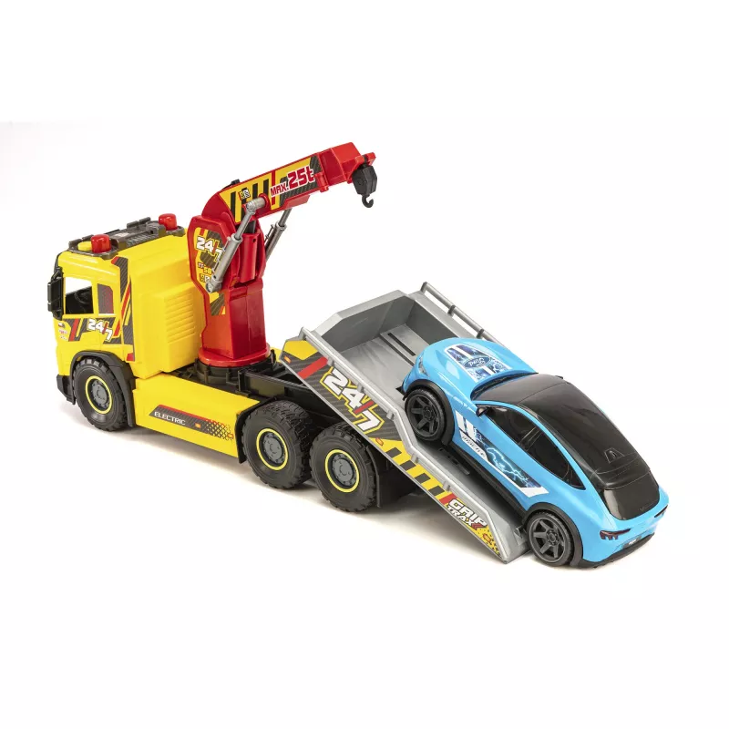 SIMBA-DICKIE Giant Tow Truck z światłami, dźwiękami, ruchomym dźwigiem i wciągarką – zabawkowy pojazd ratunkowy dla dzieci 3+
