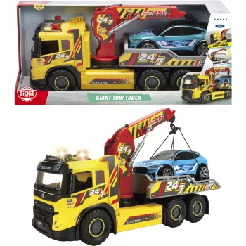 SIMBA-DICKIE Giant Tow Truck z światłami, dźwiękami, ruchomym dźwigiem i wciągarką – zabawkowy pojazd ratunkowy dla dzieci 3+