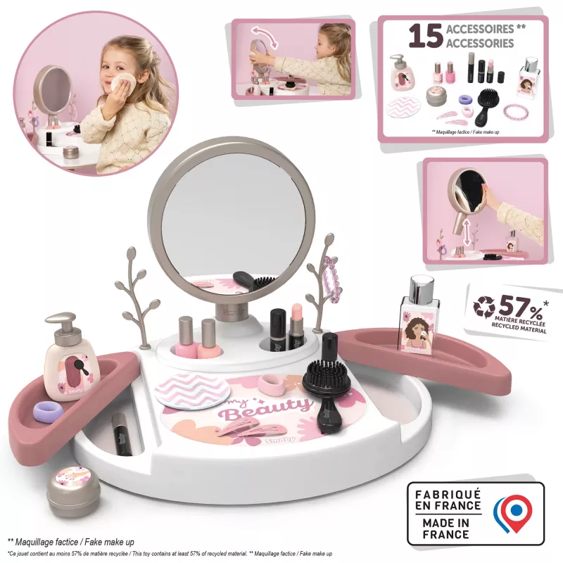 SIMBA-DICKIE My Beauty Studio Interaktywny zestaw do zabawy w makijaż z podświetlanym lustrem i 10 akcesoriami dla dzieci w wieku 3-6 lat