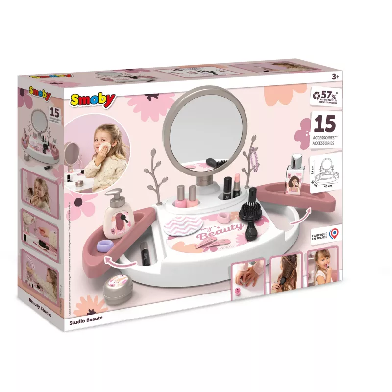 SIMBA-DICKIE My Beauty Studio Interaktywny zestaw do zabawy w makijaż z podświetlanym lustrem i 10 akcesoriami dla dzieci w wieku 3-6 lat
