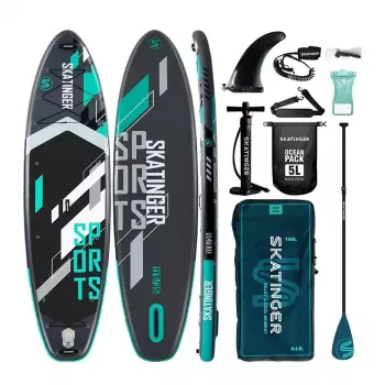 SKATINGER Szara Sportowa Pompowana Deska SUP 350x89x15 cm