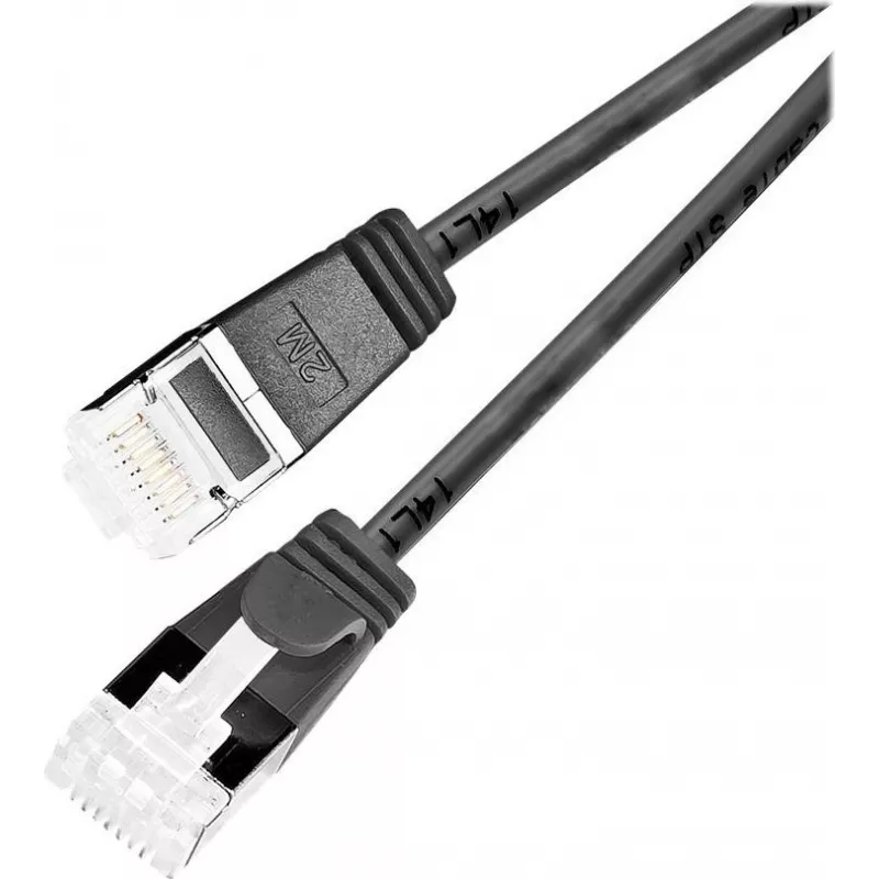 Wirewin Cat 6a U/FTP Slim Ethernet Patch Cable, RJ45, czarny, 2,0 m PKW-LIGHT-STP-K6A 2.0 SW