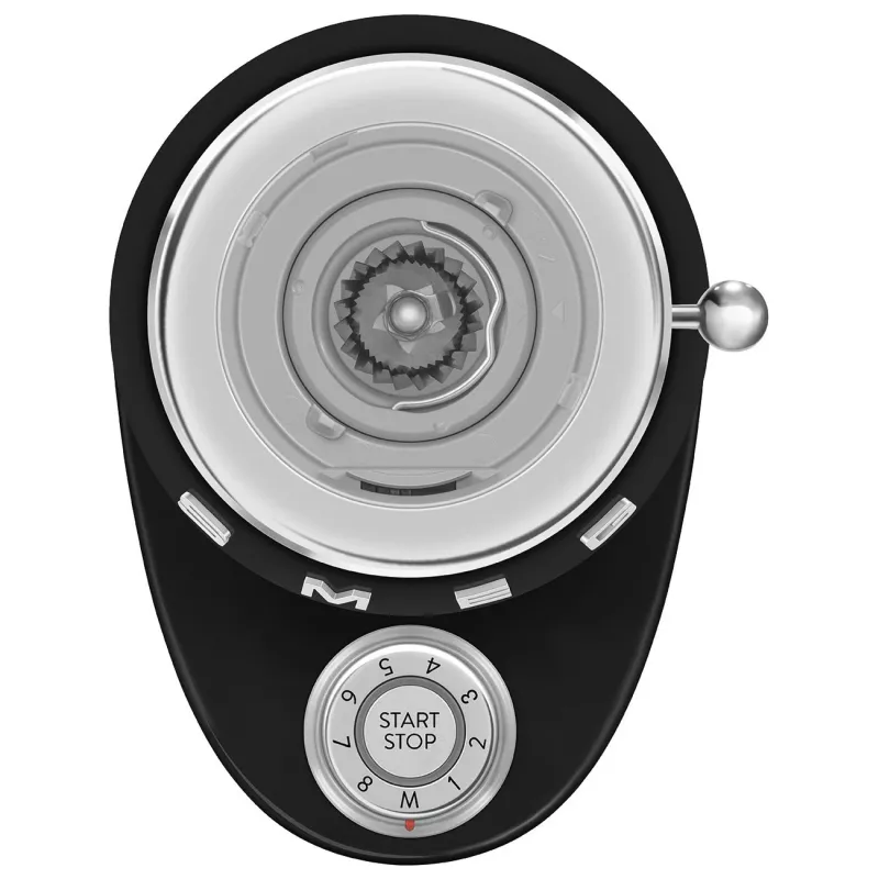 Smeg CGF03BLEU Młynek do kawy żarnowy stożkowy w stylu lat 50. - czarny, 150W, pojemność 350g
