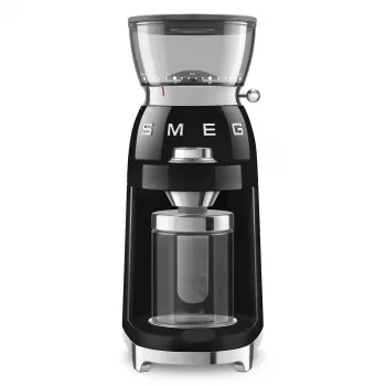 Smeg CGF03BLEU Młynek do kawy żarnowy stożkowy w stylu lat 50. - czarny, 150W, pojemność 350g