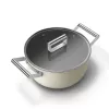 Smeg CSF2412CRM Casserole, 24 cm, Ceramic Non-Stick, Stainless Steel Handle, Matte Cream