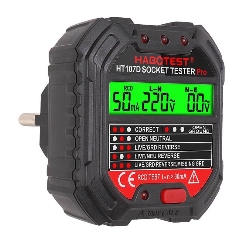 Tester gniazdek z wyświetlaczem cyfrowym Habotest HT107D
