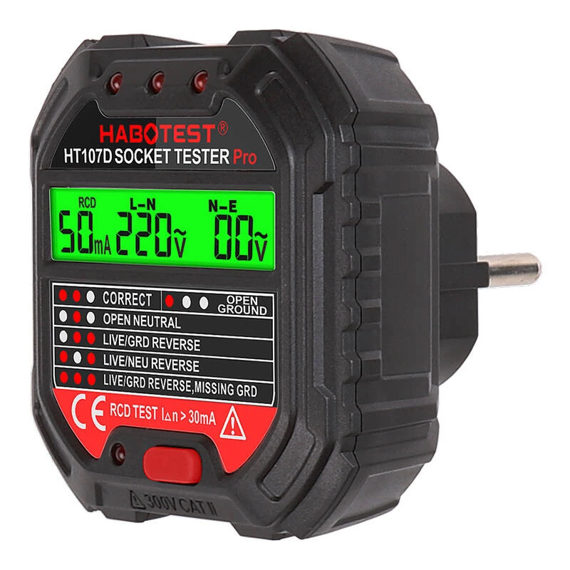 Tester gniazdek z wyświetlaczem cyfrowym Habotest HT107D