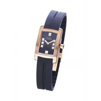 SOL WATCH WOMAN 10011/1 (23mm) Zegarek kwarcowy analogowy - Koperta ze stali nierdzewnej, biała tarcza, czarny skórzany pasek