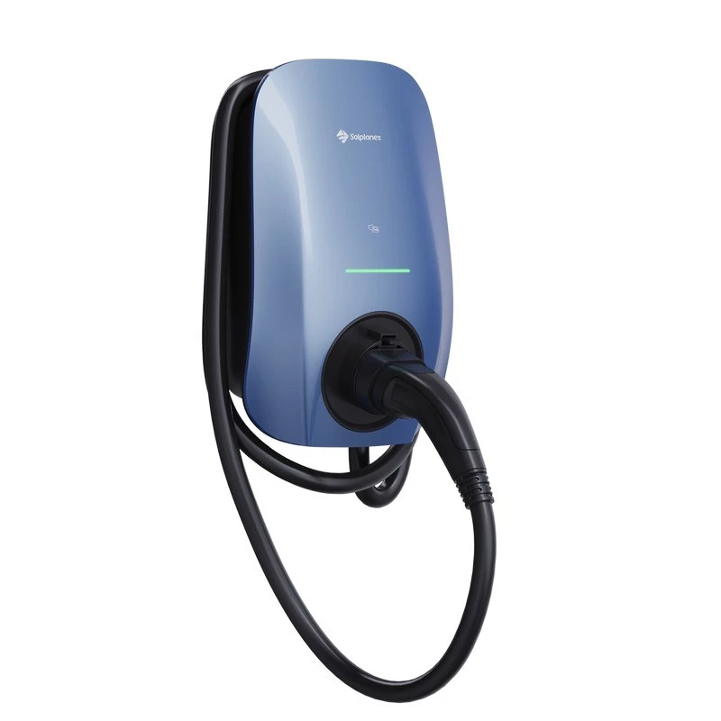 Solplanet SOL22H-WP1 Morandi Blue AC EV Stacja Ładowania, 22 kW, 3-fazowa, Typ 2 z przewodem 5m, RFID, Wi-Fi, Bluetooth, NFC, RS485