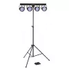 Soundsation 4LEDKIT-PARTY2 4-w-1 zestaw oświetlenia LED z Derby, PAR, Stroboskopem, Laserem, Statywem, Pilotem IR i Kontrolerem Nożnym