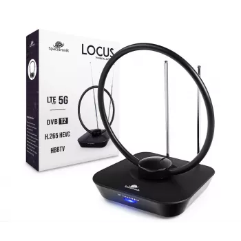Spacetronik Locus Antena wewnętrzna DVB-T2 ze wzmacniaczem 45dB i zasilaczem