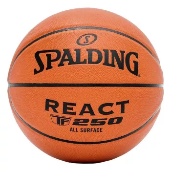 Spalding React TF-250 Piłka do koszykówki - Rozmiar 7, Wewnętrzna/Zewnętrzna, Skóra kompozytowa Performance, Pomarańczowy