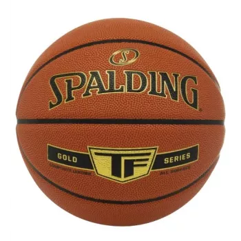 Spalding TF Gold Piłka do koszykówki do gry w hali i na zewnątrz - oficjalny rozmiar 7, skóra kompozytowa o wysokiej wydajności, ulepszony chwyt, konstrukcja z głębokimi rowkami, pomarańczowa