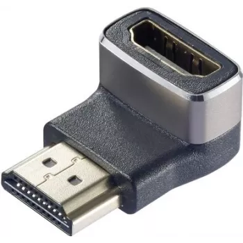 Adapter HDMI SpeaKa Professional SP-11306836 8K 60Hz 4K 120Hz 90° skierowany w dół męski do żeńskiego czarny srebrny
