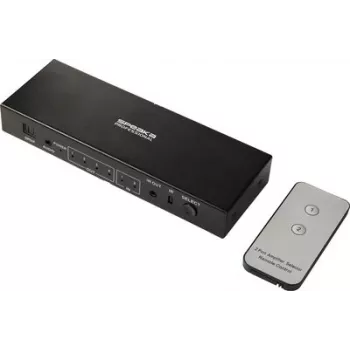 SpeaKa Professional SP-SWAP-500 2-portowy przełącznik matrycowy HDMI KVM z dźwiękiem, 4K UHD, hub USB 2.0, metalowy, czarny SP-13904372