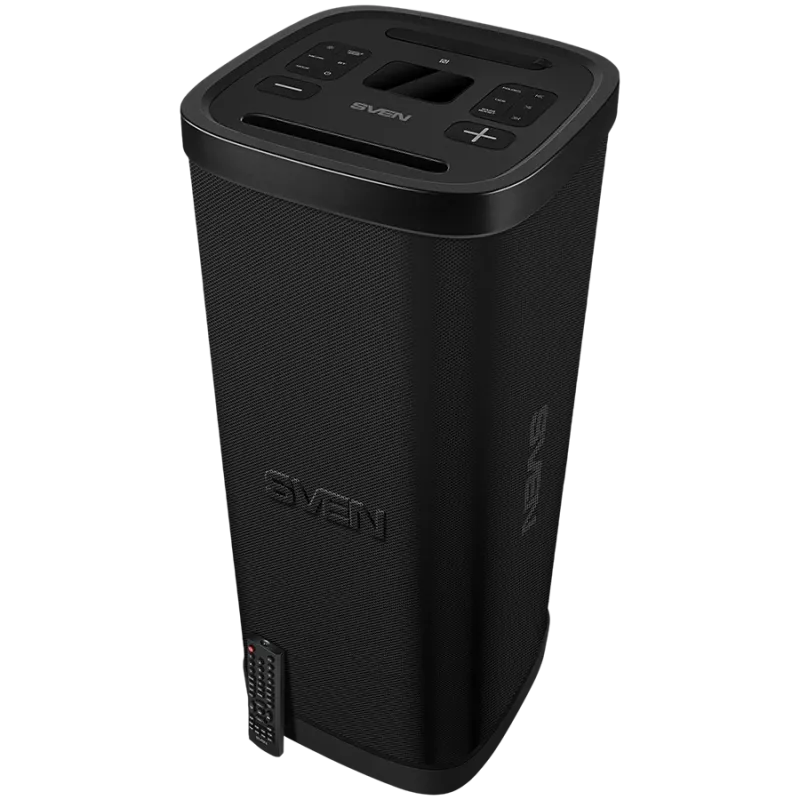 Głośnik Party Box SVEN PS-1250, Czarny (300W, TWS, IPx4, Bluetooth, FM, USB, microSD, Wyświetlacz LED, 13500mAh)