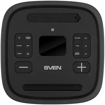 Głośnik Party Box SVEN PS-1250, Czarny (300W, TWS, IPx4, Bluetooth, FM, USB, microSD, Wyświetlacz LED, 13500mAh)