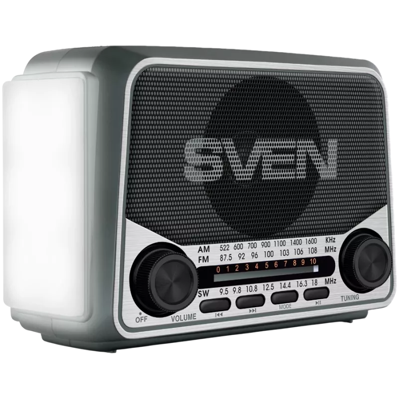 Głośnik SVEN SRP-150, Szary (3W, Bluetooth, FM/AM/SW, USB, microSD, Latarka, Bateria)