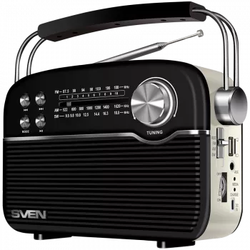 Głośnik SVEN SRP-500, Czarny (3W, Bluetooth, FM/AM/SW, USB, microSD, AUX, Bateria)