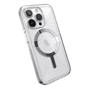 Speck Gemshell Grip + MagSafe do iPhone 15 Pro (Przezroczysty / Chromowane Wykończenie)