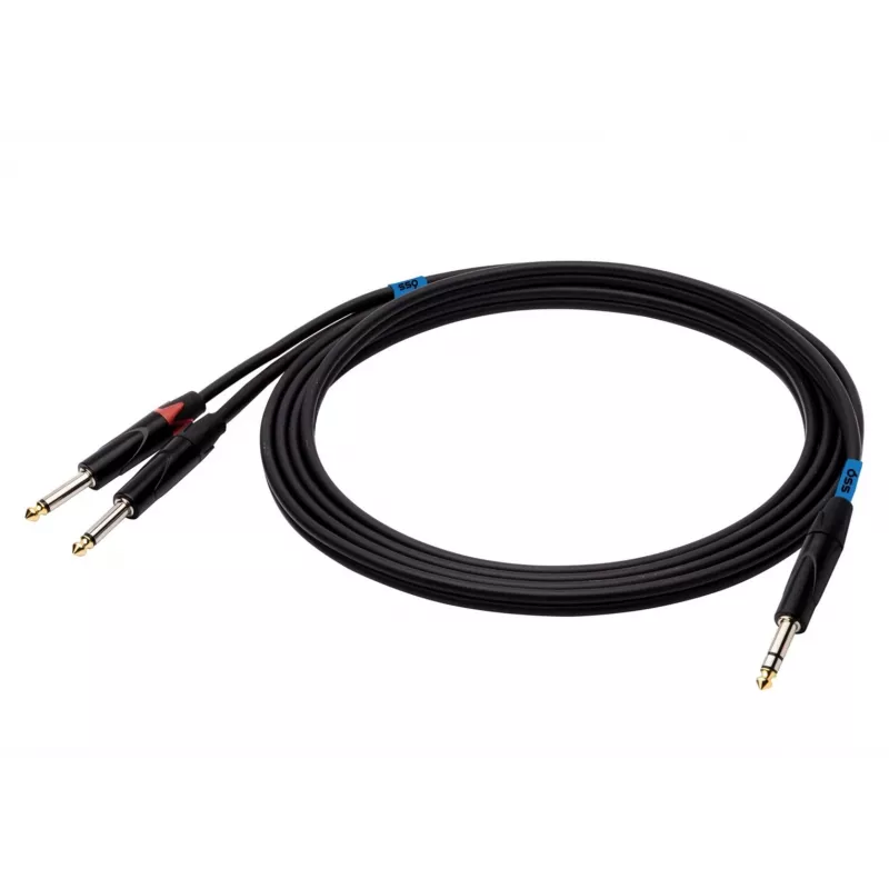 SSQ JSJM2 SS-1453 Przewód Jack Stereo - 2x Jack Mono 2 m Czarny