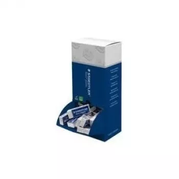 Gumka STAEDTLER Mars plastic, najwyższa jakość, display box 40 sztuk, z przesuwaną osłonką, biała, owinięta celofanem (526 50CA40)