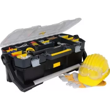 STANLEY 19 Skrzynka narzędziowa z organizerem STST1-70317 – 30,5L Polipropylen o wysokiej udarności, Czarno/Żółta