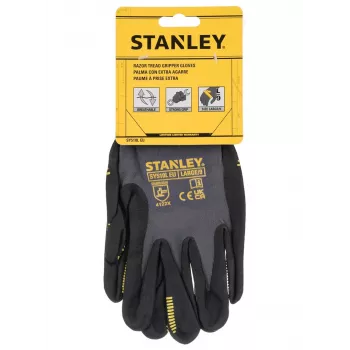 Rękawice robocze Stanley SY510L-QS, rozmiar L (9) - dłoń ze skóry syntetycznej, wierzch ze spandexu, mankiet z neoprenu, certyfikat EN 388, czarno-żółte