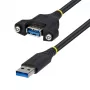 StarTech.com 2 m kabel przedłużający USB 3.0 Typ-A, męski na żeński, montaż panelowy (USBPNLAFAM2M)