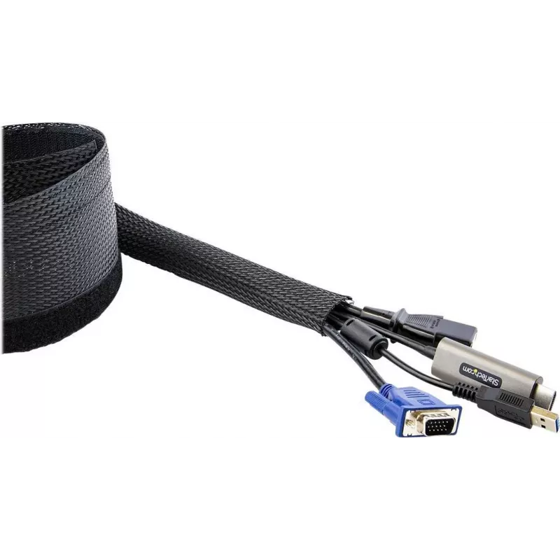 StarTech.com 3 m Cable Sleeve with Velcro, Cable Management/Grommet - Cable Management Grommet - Black - 3 m