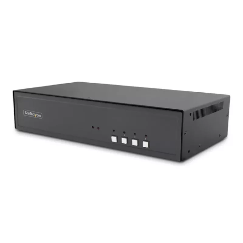 StarTech.com Bezpieczny 4-portowy KVM Switch z podwójnym monitorem 4K DisplayPort, hubem USB 3.0 i audio