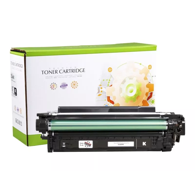 STATIC Toner Cartridge Compatible with HP CE264X Black High Capacity Remanufactured 17,000 Pages
