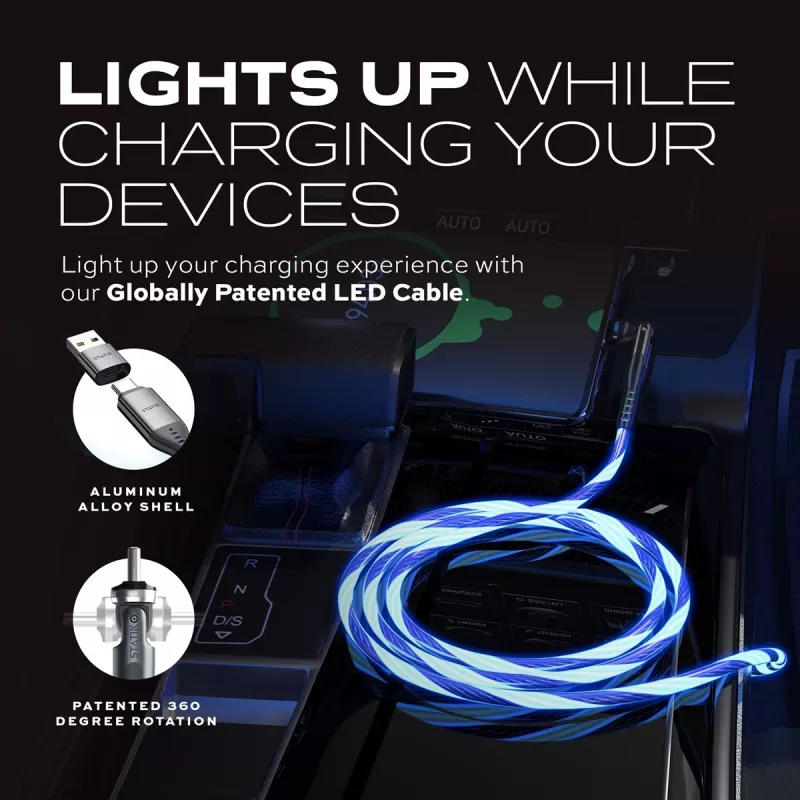 STATIK PowerPivot Pro Glowing LED Cable USB-C do USB-C 1m Czarny