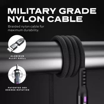 STATIK PowerPivot Pro Nylon Braided Cable, USB-C to USB-C, 1m, Black