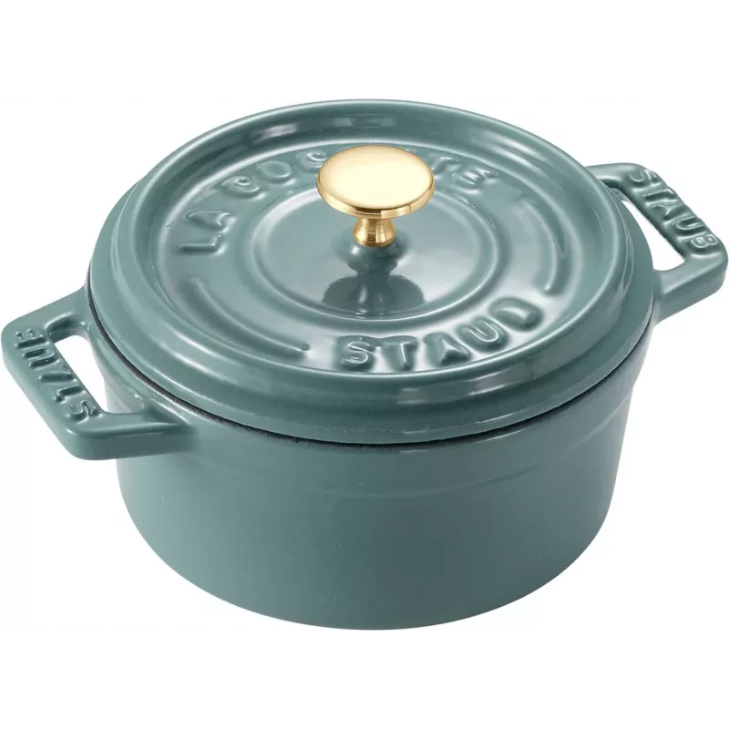 STAUB MINI COCOTTE Mini Cast Iron Round Cocotte 250 ml, Eucalyptus