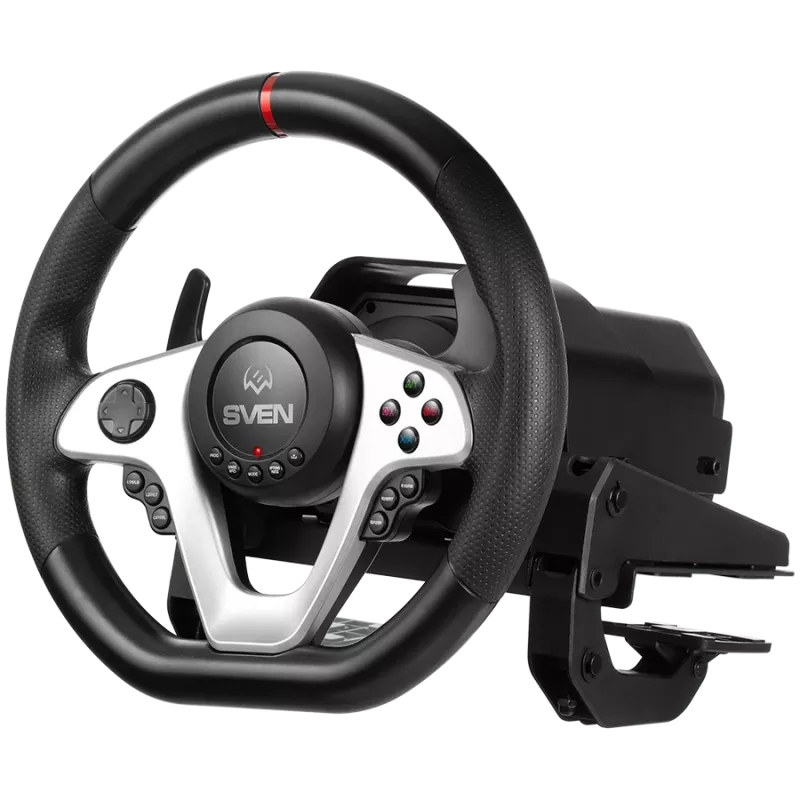 Kierownica SVEN GC-W1000 z Pedałami, Skrzynią Biegów, Force Feedback, D-Padem, 17 Przyciskami, do Xbox One/PS4/PC/X-D-Inpu