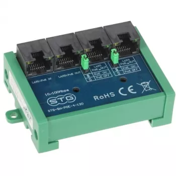 STG-SW-POE-4-120 4-portowy przełącznik PoE Fast Ethernet z funkcją extendera, 3x PoE+ 30W, 1x uplink, budżet 60W, tryb przedłużenia 250m