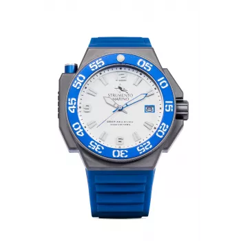 STRUMENTO MARINO SM129S-TTBNBL Męski Automatyczny Zegarek Nurkowy 46mm Niebieska Tarcza Pasek Silikonowy