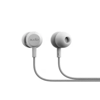 Sudio V3 Prawdziwie Bezprzewodowe Słuchawki Dokanałowe z Etui Ładującym USB-C, Podwójnymi Mikrofonami, Sterowaniem Dotykowym, Odpornością na Zachlapania IPX4, Szaro-Białe