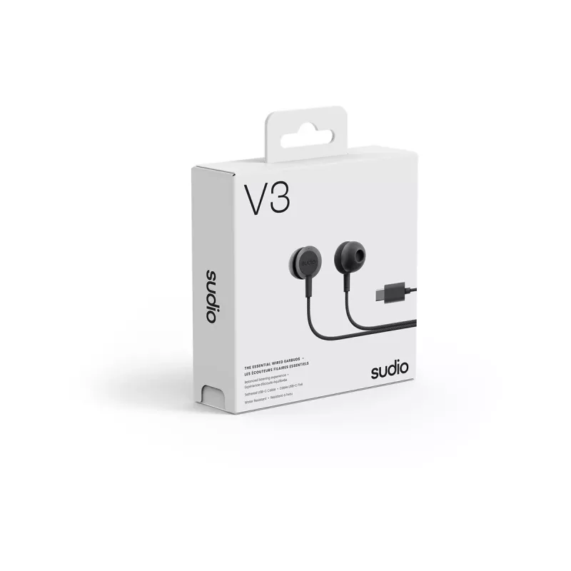 Sudio V3 Bezprzewodowe Słuchawki Dokanałowe z Mikrofonem, Ładowanie USB-C, Dusty Black