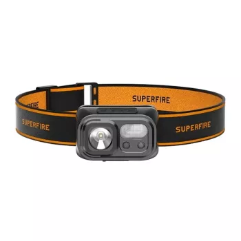Latarka czołowa Superfire HL23-A – 1200 lumenów, dioda P50, ładowanie USB-C, IPX4, czujnik ruchu