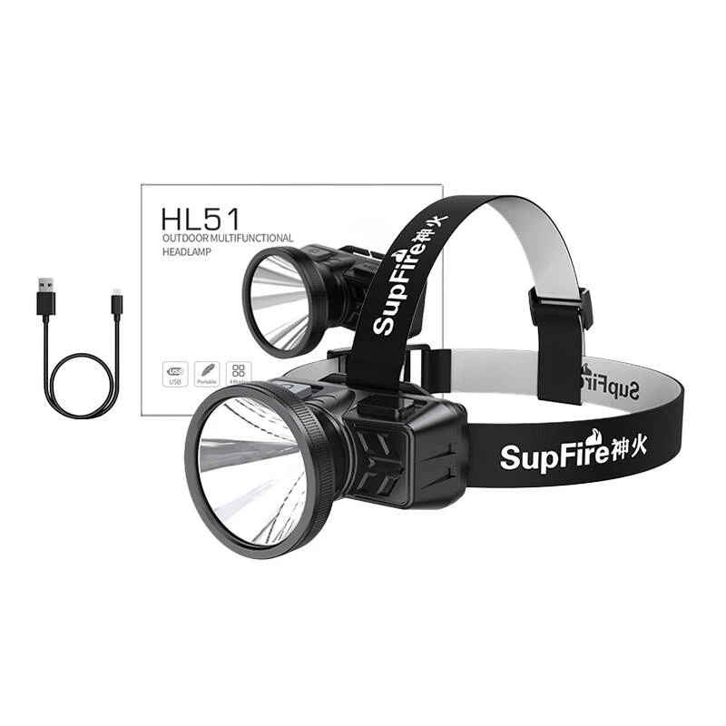 Latarka czołowa Superfire HL51, 160 lm, Micro-USB, 4 tryby, 300 m