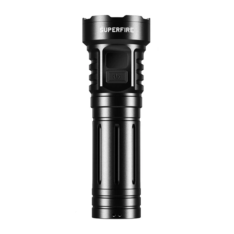 Superfire L24 USB-C ładowalna latarka LED, 2500 lumenów, zasięg 500m, IP44, czarna