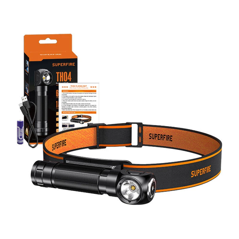 Superfire TH04 LED 2-in-1 Headlamp Flashlight, 600 Lumens, USB-C Rechargeable, 5 Modes, 150m Beam