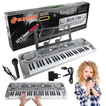SUPRIMO 824 USB - 49-klawiszowa elektroniczna klawiatura edukacyjna z mikrofonem dla dzieci