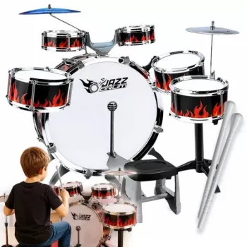 SUPRIMO K-DRUMS 2 Duży zestaw perkusyjny dla dzieci z 6 bębnami, czerwono-czarny