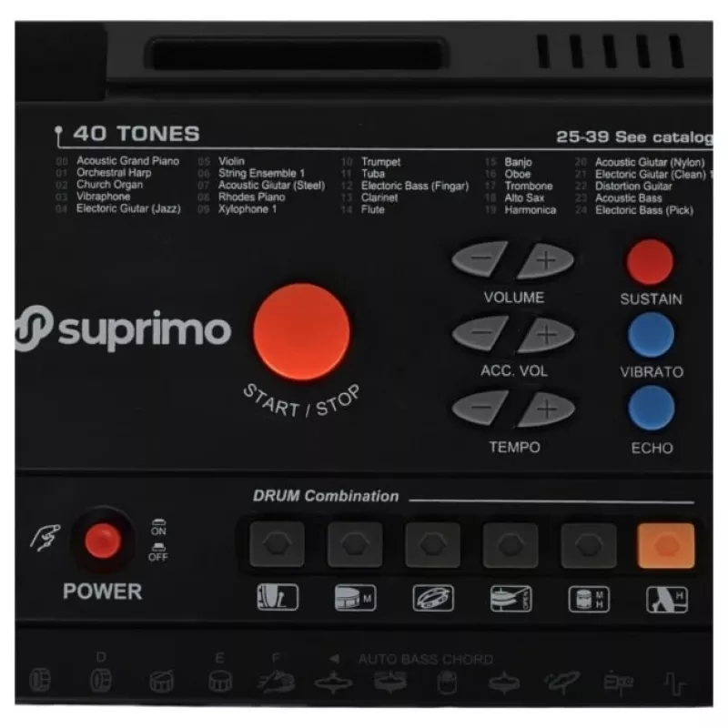 SUPRIMO MQ 6116 Keyboard edukacyjny dla dzieci 61 klawiszy z LCD, 128 brzmień, 128 rytmów, nagrywanie, wejście mikrofonowe, czarny