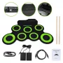 SUPRIMO Roll Up Drum Pad – 9-padowy przenośny elektroniczny zestaw perkusyjny z pedałami, USB MIDI, wbudowanymi głośnikami, czarny