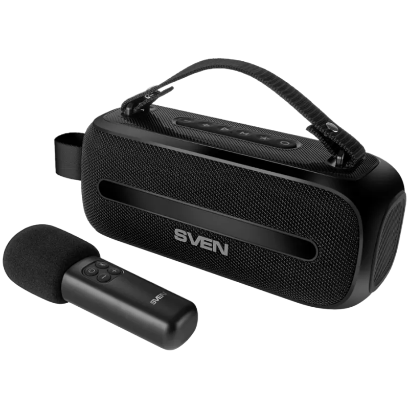 SVEN PS-255 Głośnik, Czarny (12W, Bluetooth, FM, USB, Mikrofon Karaoke, 3600mAh)