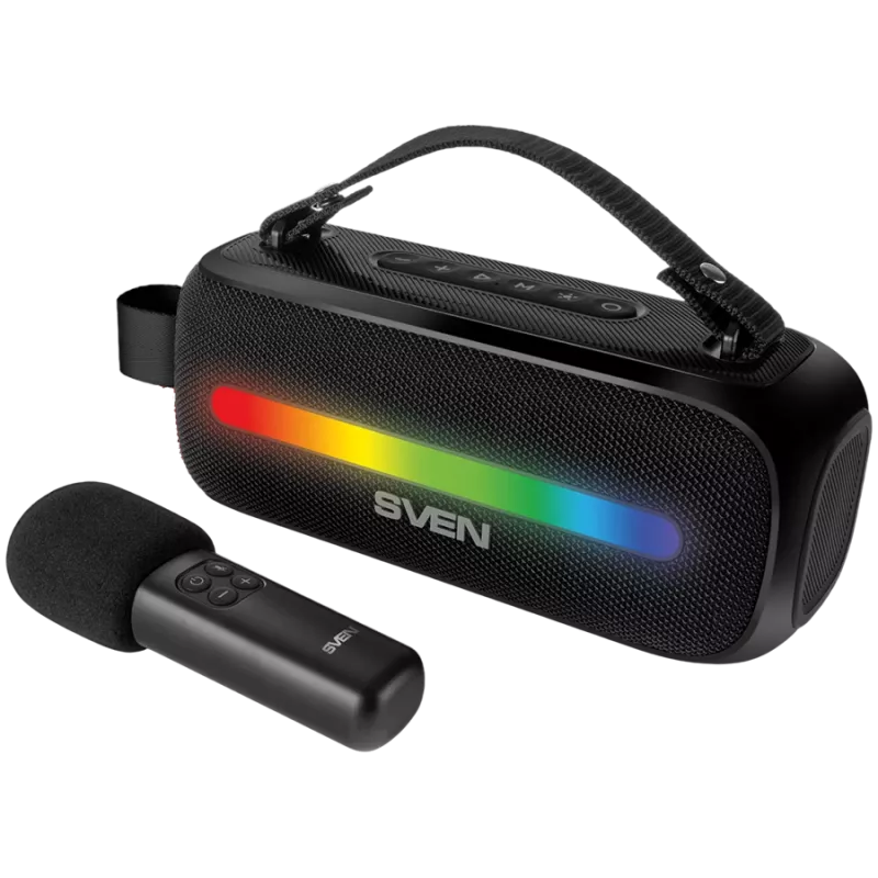 SVEN PS-255 Głośnik, Czarny (12W, Bluetooth, FM, USB, Mikrofon Karaoke, 3600mAh)